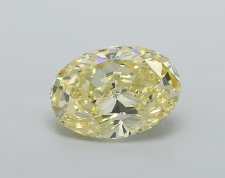 0.58 carat, Colour – Y5  Fancy Intense Yellow, Clarity – VVS1, Shape – Modified Oval,  BDM