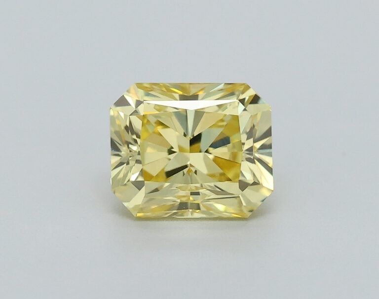 0.51 carat, Colour – Y6  Fancy Intense Yellow, Clarity – VVS1, Shape – Rectangular Radiant,  BDM