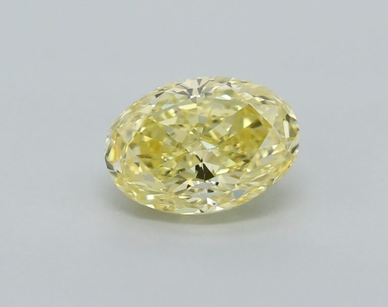 0.53 carat, Colour – Y5  Fancy Intense Yellow, Clarity – VVS2, Shape – Modified Oval,  BDM