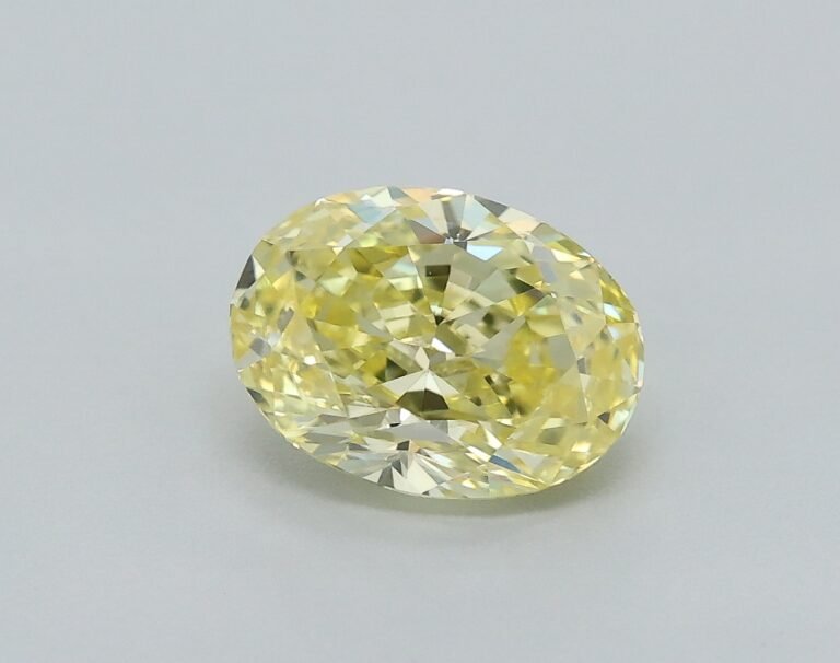 0.48 carat, Colour – Y5  Fancy Intense Yellow, Clarity – VS2, Shape – Modified Oval,  BDM