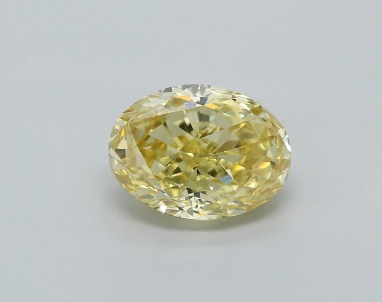 1.06 carat, Colour – Y5  Fancy Intense Yellow, Clarity – VS1, Shape – Modified Oval,  BDM