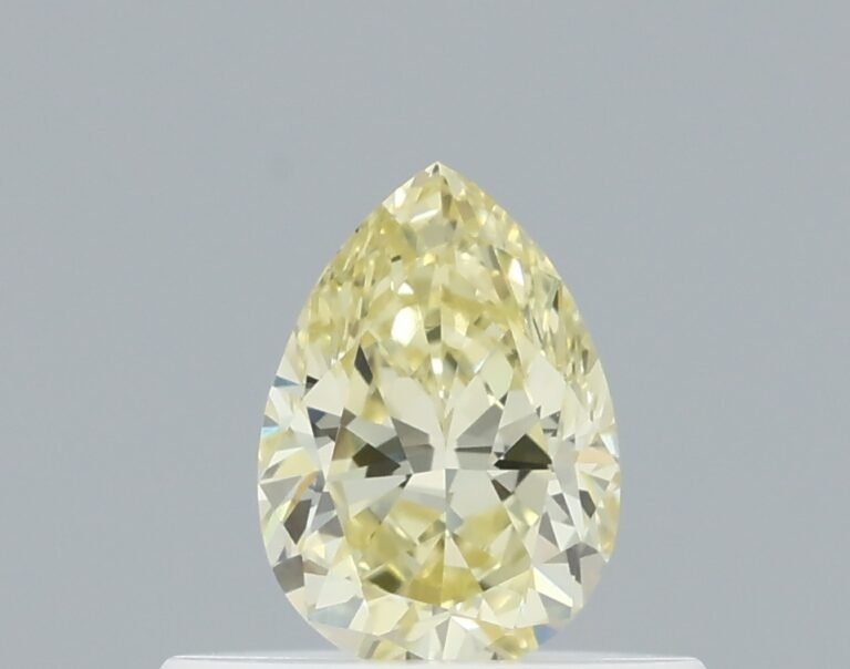 0.41 carat, Colour – Y3  Fancy Yellow, Clarity – VVS1, Shape – Modified Pear,  BDM