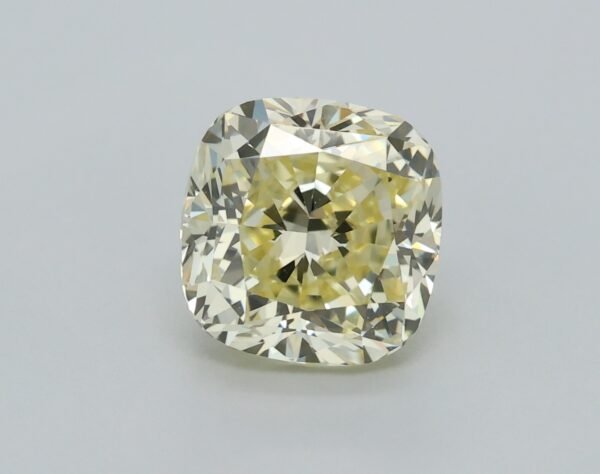 0.91 carat, Colour - Y2  Fancy Light Yellow, Clarity - VVS2, Shape - Modified Cushion,  BDM