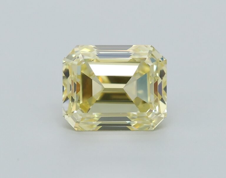 1.20 carat, Colour – Y5  Fancy Intense Yellow, Clarity – VVS2, Shape – Rectangular Emerald,  BDM