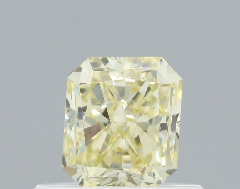 0.56 carat, Colour – Y2  Fancy Light Yellow, Clarity – IF, Shape – Radiant,  BDM
