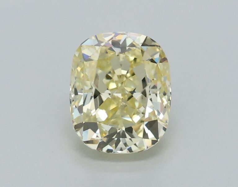 0.51 carat, Colour – Y3  Fancy Yellow, Clarity – VVS1, Shape – Modified Cushion,  BDM